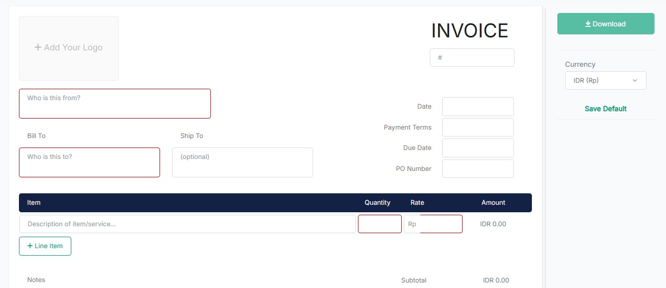 Contoh Invoice Hotel